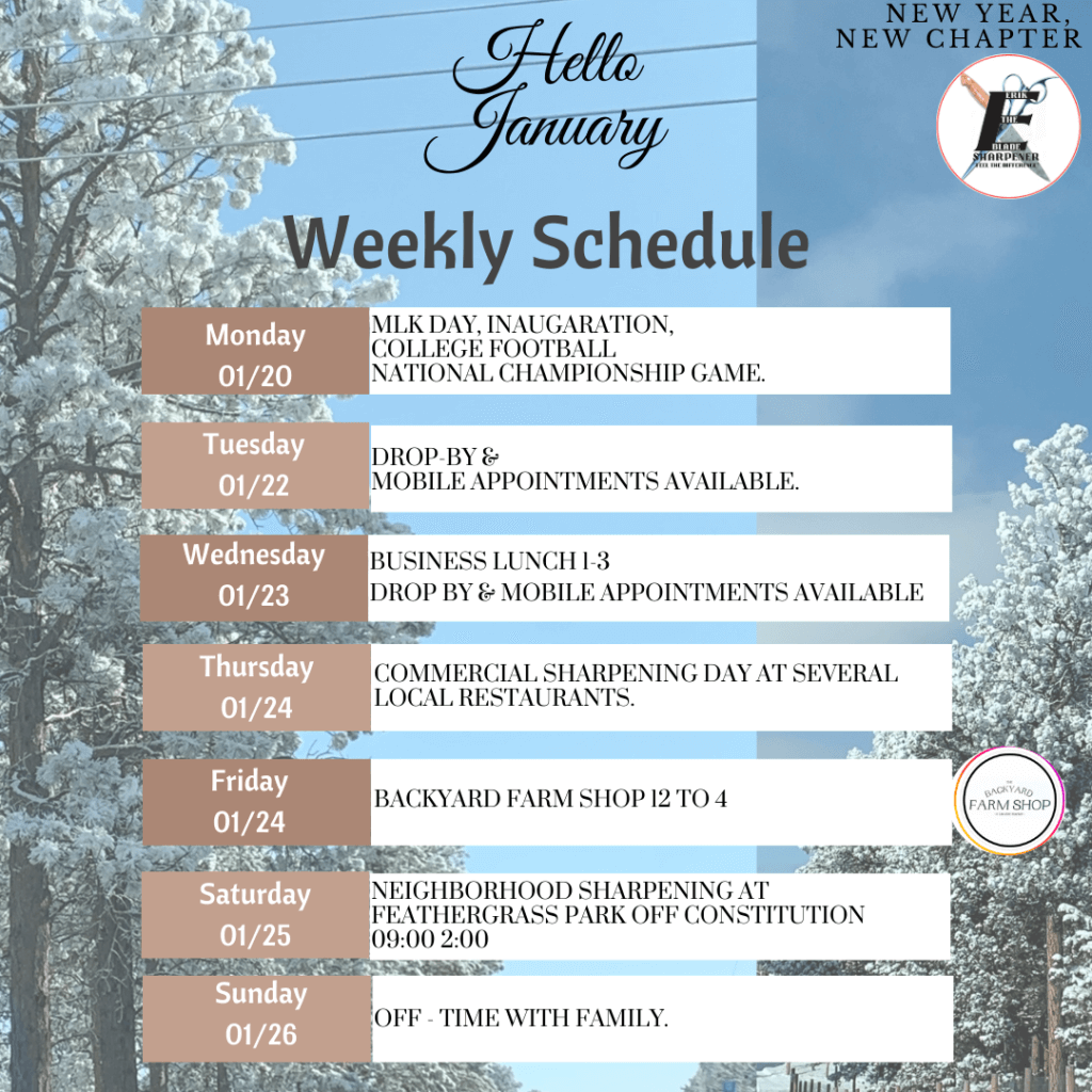 Knife Sharpening Schedule